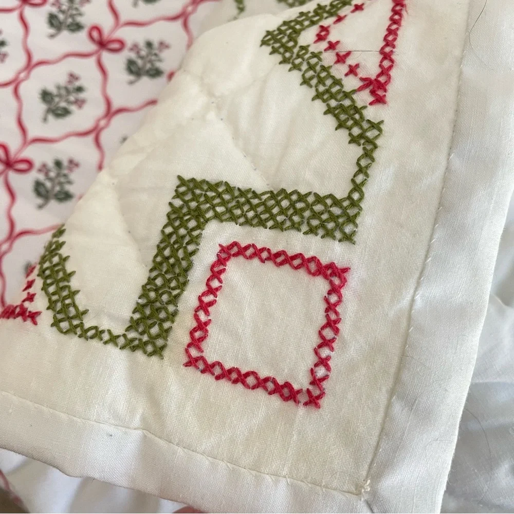 Handmade Vintage Paragon Baltimore’s Bride 01167 Cross Stitch Sampler Quilt